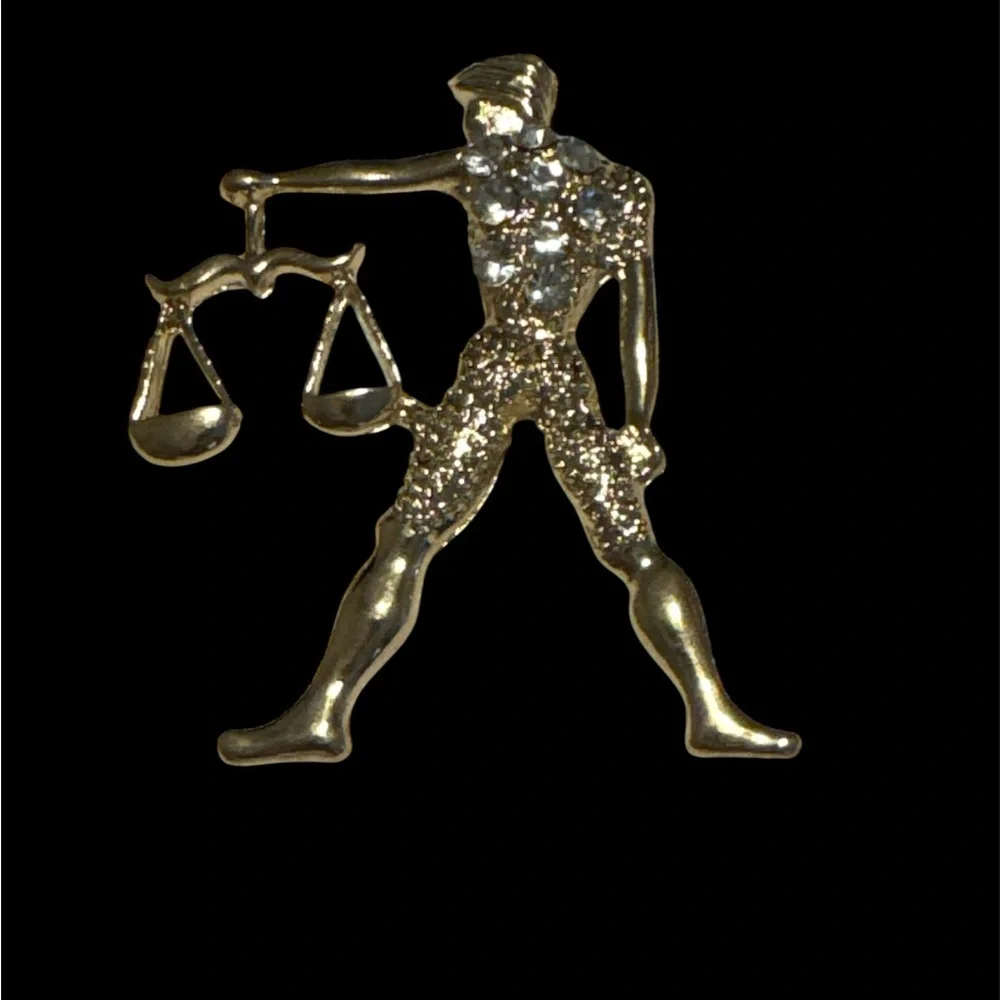 Gold Libra Zodiac Brooch